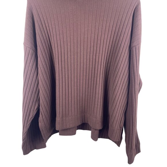 Madewell Women's XXL Relaxed Wide Ribbed Turtleneck Tee High Low Drop Shoulder - Picture 3 of 9